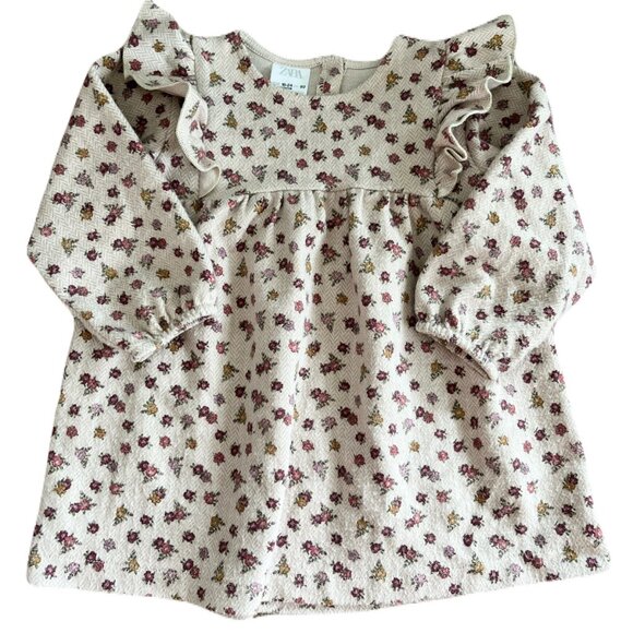 ZARA Long-Sleeve Floral Ruffled Dress - Picture 1 of 2